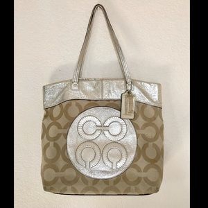 Authentic Coach Metallic Trim Perry Tote